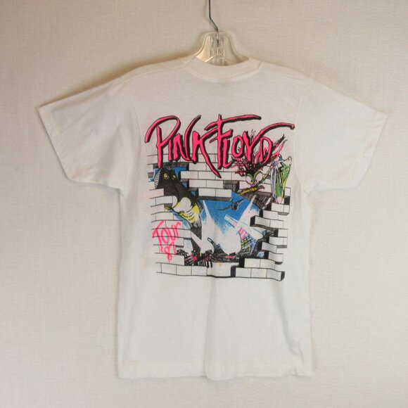 Vintage 1987 Pink Floyd Tee Size S White Neon Print Screen Stars Single Stitch - Picture 5 of 9